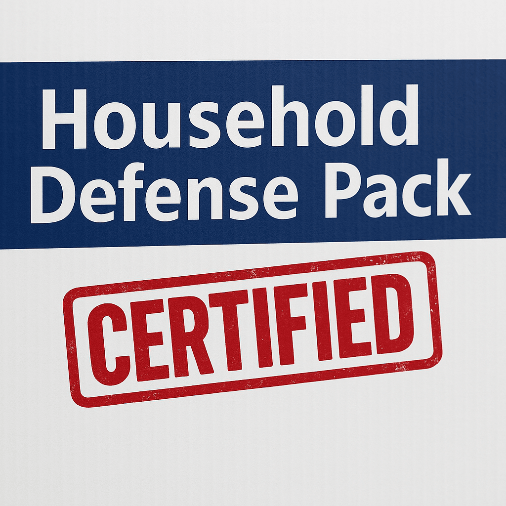 Household Defense Pack label detail